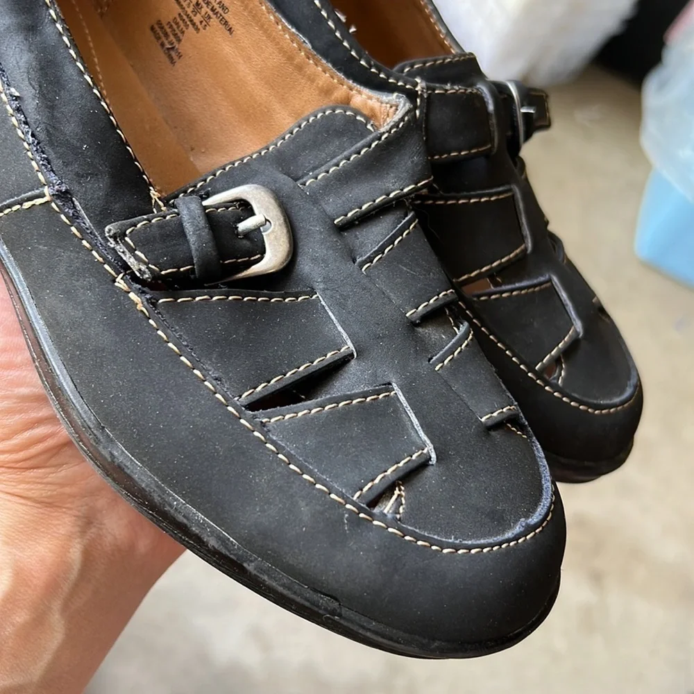Thom McAn Dalia leather black easy on Loafer Shoes size 8